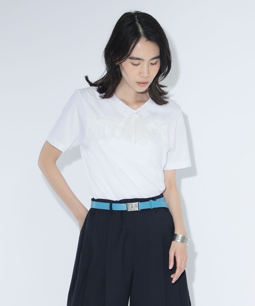 maturely(マチュアリー)の「【7/24再値下げ】レース タイ ショートスリーブ(Tシャツ/カットソー・レディース・ブラック/オフホワイト・1/0)」の5枚目の写真