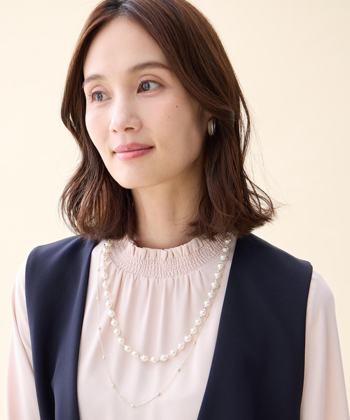 A/C DESIGN BY ALPHA CUBIC（エーシーデザインバイアルファキュービック）の「2連パールネックレス【2本セット】（ネックレス・レディース・ゴールド・フリー）」の6枚目の写真