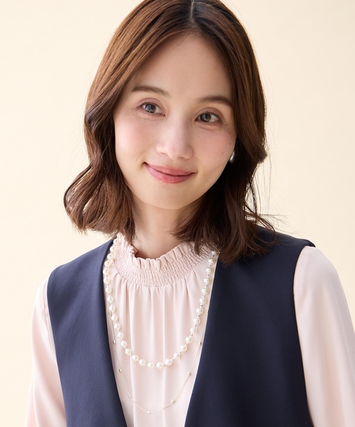 A/C DESIGN BY ALPHA CUBIC（エーシーデザインバイアルファキュービック）の「2連パールネックレス【2本セット】（ネックレス・レディース・ゴールド・フリー）」の2枚目の写真