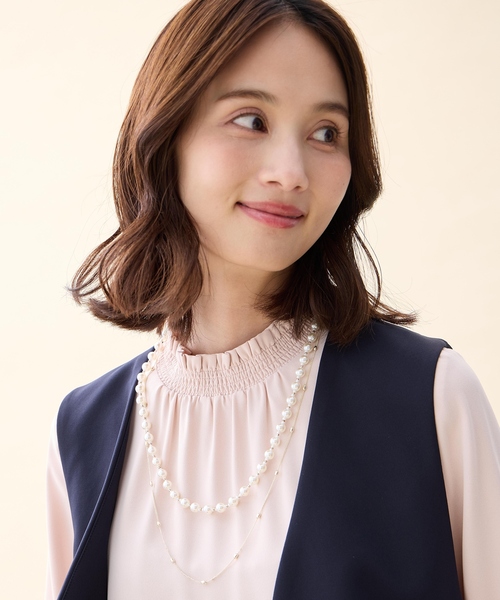 A/C DESIGN BY ALPHA CUBIC（エーシーデザインバイアルファキュービック）の「2連パールネックレス【2本セット】（ネックレス・レディース・ゴールド・フリー）」の7枚目の写真