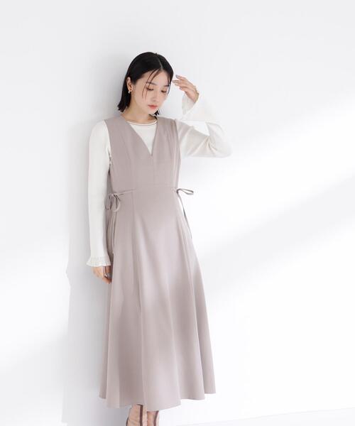 NATURAL BEAUTY BASIC(ナチュラルビューティーベーシック)の「◇サイドリボンジャンスカ(ジャンパースカート・レディース・ベージュ/ブラウン・SMALL/MEDIUM/P/S)」の8枚目の写真