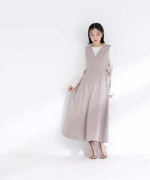 NATURAL BEAUTY BASIC(ナチュラルビューティーベーシック)の「◇サイドリボンジャンスカ(ジャンパースカート・レディース・ベージュ/ブラウン・SMALL/MEDIUM/P/S)」の9枚目の写真