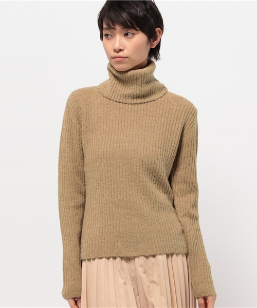 OUTLET（アウトレット）の「【CIAOPANIC TYPY】アルパカストレッチニットリブタートル（ニット/セーター・レディース・キャメル/ブラック/グレー/オフホワイト・ONE）」の4枚目の写真