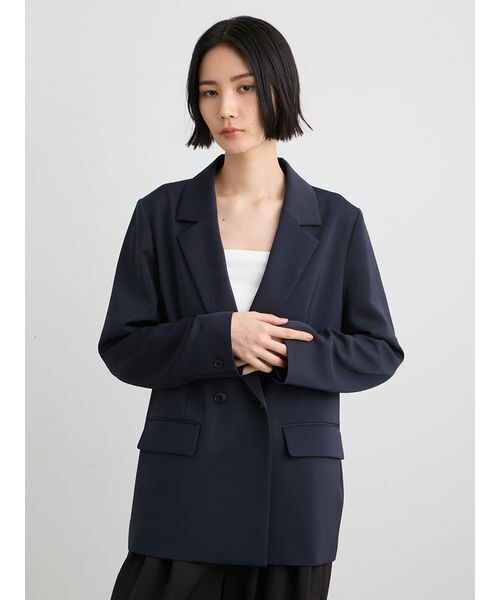 MIESROHE(ミースロエ)の「【セットアップ対応】【洗える・UVカット】ダブルサテンジャケット(テーラードジャケット・レディース・ダークネイビー/ホワイト/オリーブ・1/0)」の10枚目の写真