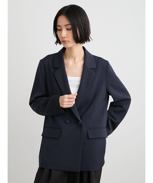 MIESROHE(ミースロエ)の「【セットアップ対応】【洗える・UVカット】ダブルサテンジャケット(テーラードジャケット・レディース・ダークネイビー/ホワイト/オリーブ・1/0)」の5枚目の写真