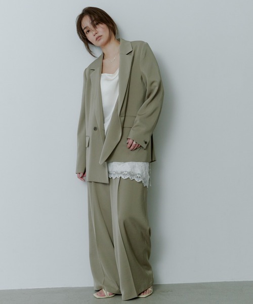 MIESROHE(ミースロエ)の「【セットアップ対応】【洗える・UVカット】ダブルサテンジャケット(テーラードジャケット・レディース・ダークネイビー/ホワイト/オリーブ・1/0)」の15枚目の写真