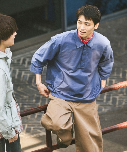 niko and...（ニコアンド）の「半端シャツプルオーバー（シャツ/ブラウス・メンズ・チャコール/ブルー・MEDIUM/LARGE）」の2枚目の写真