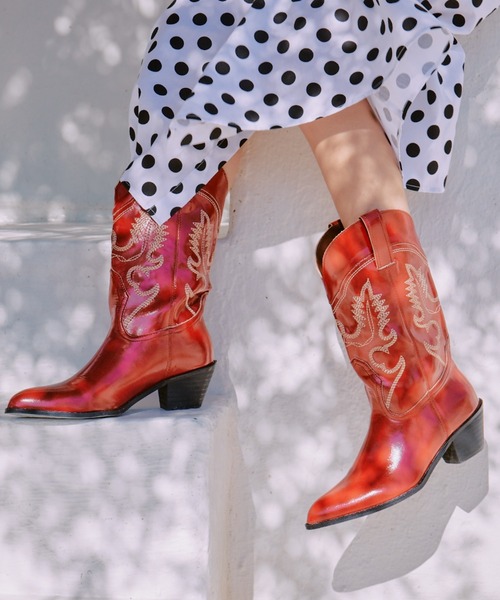 manana suerte（マニャーナスエルテ）の「ウエスタンブーツ（ブーツ・レディース・ブラック/レッド・M/L）」の2枚目の写真