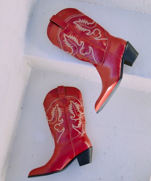 manana suerte（マニャーナスエルテ）の「ウエスタンブーツ（ブーツ・レディース・ブラック/レッド・M/L）」の7枚目の写真
