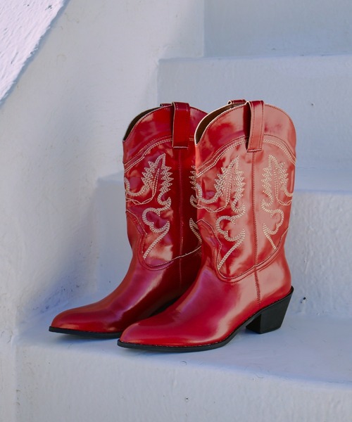 manana suerte（マニャーナスエルテ）の「ウエスタンブーツ（ブーツ・レディース・ブラック/レッド・M/L）」の8枚目の写真