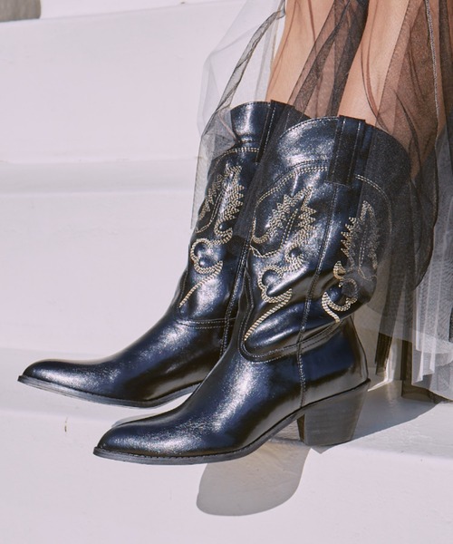 manana suerte（マニャーナスエルテ）の「ウエスタンブーツ（ブーツ・レディース・ブラック/レッド・M/L）」の6枚目の写真