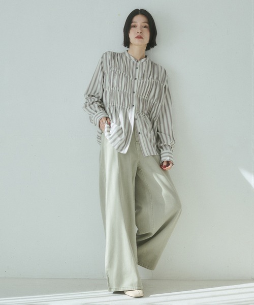 hunch(ハンチ)の「ストライプ シャーリングシャツ(シャツ/ブラウス・レディース・グリーン系その他/グレー系その他/ホワイト系その他・FREE)」の9枚目の写真
