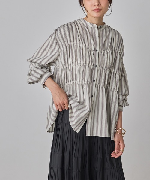 hunch(ハンチ)の「ストライプ シャーリングシャツ(シャツ/ブラウス・レディース・グリーン系その他/グレー系その他/ホワイト系その他・FREE)」の10枚目の写真