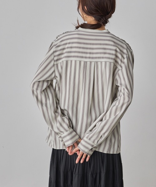 hunch(ハンチ)の「ストライプ シャーリングシャツ(シャツ/ブラウス・レディース・グリーン系その他/グレー系その他/ホワイト系その他・FREE)」の12枚目の写真