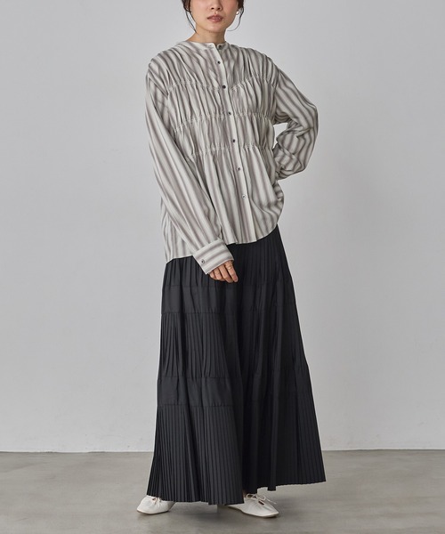 hunch(ハンチ)の「ストライプ シャーリングシャツ(シャツ/ブラウス・レディース・グリーン系その他/グレー系その他/ホワイト系その他・FREE)」の5枚目の写真
