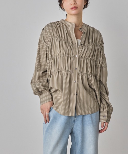 hunch(ハンチ)の「ストライプ シャーリングシャツ(シャツ/ブラウス・レディース・グリーン系その他/グレー系その他/ホワイト系その他・FREE)」の22枚目の写真