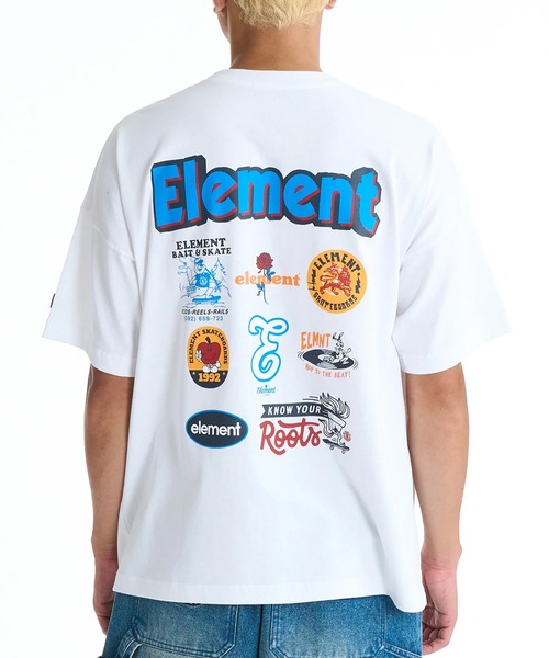 ELEMENT(エレメント)の「ELEMENT/エレメント 半袖 Tシャツ バックプリント BG021203(Tシャツ/カットソー・メンズ・ブラック/ホワイト/ブラック×ベージュ・XL/L/M)」の1枚目の写真
