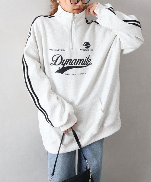 SpRay（スプレイ）の「袖ラインロゴハーフＺＩＰ（スウェット・レディース・チャコールグレー/ネイビー/グレー/オートミール/ボルドー・FREE）」の22枚目の写真