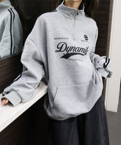 SpRay（スプレイ）の「袖ラインロゴハーフＺＩＰ（スウェット・レディース・チャコールグレー/ネイビー/グレー/オートミール/ボルドー・FREE）」の10枚目の写真