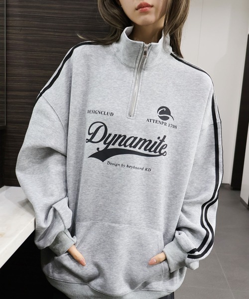 SpRay（スプレイ）の「袖ラインロゴハーフＺＩＰ（スウェット・レディース・チャコールグレー/ネイビー/グレー/オートミール/ボルドー・FREE）」の13枚目の写真