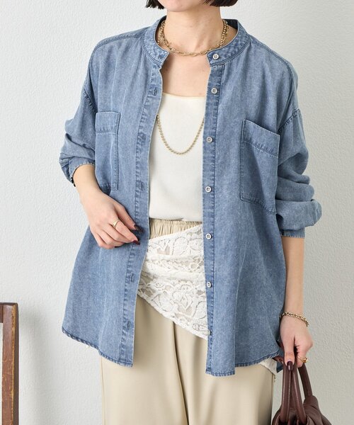 Jena espace merveilleux（ジェナ　エスパスメルヴェイユ）の「ギャザーデニムシャツ　秋服（シャツ/ブラウス・レディース・グレー/サックスブルー/ブルー・FREE）」の14枚目の写真