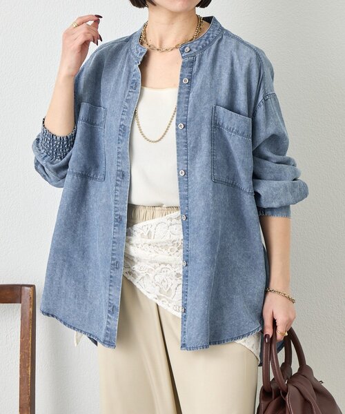 Jena espace merveilleux（ジェナ　エスパスメルヴェイユ）の「ギャザーデニムシャツ　秋服（シャツ/ブラウス・レディース・グレー/サックスブルー/ブルー・FREE）」の16枚目の写真