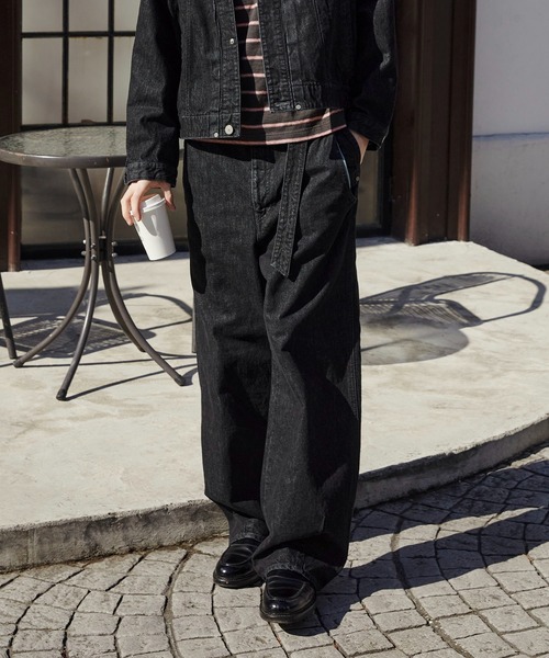 PUBLIC TOKYO（パブリックトウキョウ）の「SHIOTA BASIC ベルテッド /バレル/バレルデニム/ウォッシャブル/岡山デニム/日本製/セットアップ（デニムパンツ・メンズ・ブラック/ダークインディゴブルー・1/3/2）」の16枚目の写真