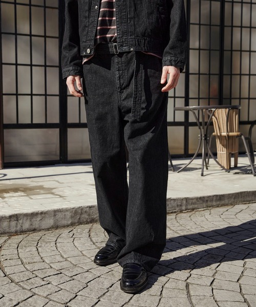 PUBLIC TOKYO（パブリックトウキョウ）の「SHIOTA BASIC ベルテッド /バレル/バレルデニム/ウォッシャブル/岡山デニム/日本製/セットアップ（デニムパンツ・メンズ・ブラック/ダークインディゴブルー・1/3/2）」の14枚目の写真