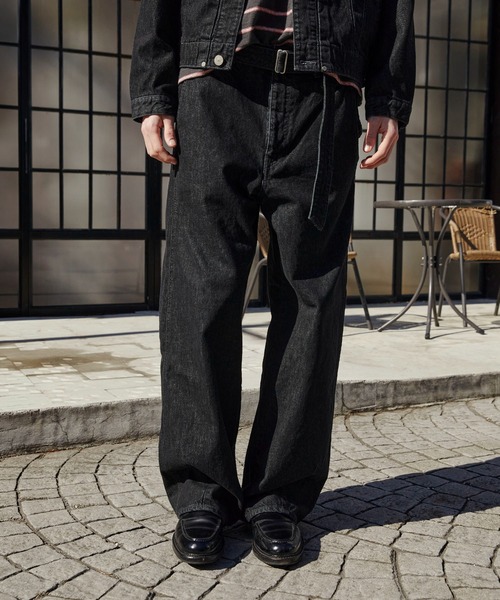 PUBLIC TOKYO（パブリックトウキョウ）の「SHIOTA BASIC ベルテッド /バレル/バレルデニム/ウォッシャブル/岡山デニム/日本製/セットアップ（デニムパンツ・メンズ・ブラック/ダークインディゴブルー・1/3/2）」の15枚目の写真