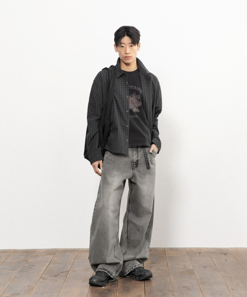 BEGIN202（ビギン202）の「アークカーブデニムパンツ [ウォッシュドグレー]（デニムパンツ・メンズ・その他・1/2/3/4）」の3枚目の写真