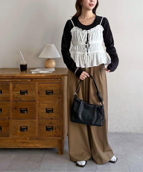 DISCOAT（ディスコート）の「リブUネックロングスリーブ（Tシャツ/カットソー・レディース・ブラック/サックスブルー/ホワイト系その他/オフホワイト・FREE）」の12枚目の写真