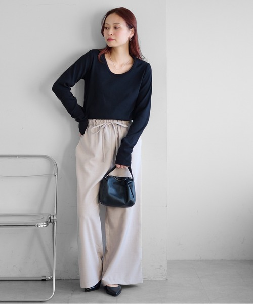 DISCOAT（ディスコート）の「リブUネックロングスリーブ（Tシャツ/カットソー・レディース・ブラック/サックスブルー/ホワイト系その他/オフホワイト・FREE）」の15枚目の写真