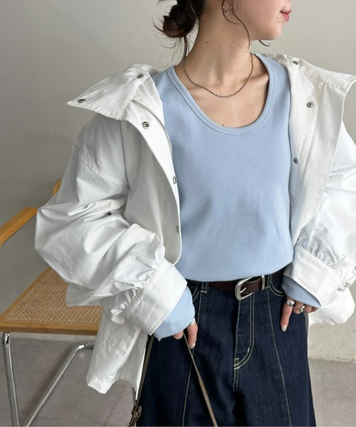 DISCOAT（ディスコート）の「リブUネックロングスリーブ（Tシャツ/カットソー・レディース・ブラック/サックスブルー/ホワイト系その他/オフホワイト・FREE）」の17枚目の写真