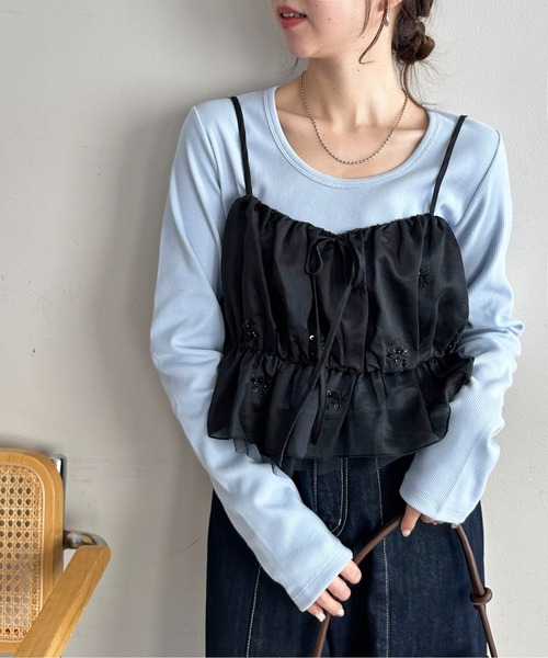 DISCOAT（ディスコート）の「リブUネックロングスリーブ（Tシャツ/カットソー・レディース・ブラック/サックスブルー/ホワイト系その他/オフホワイト・FREE）」の19枚目の写真