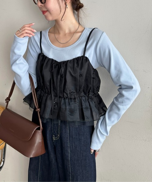 DISCOAT（ディスコート）の「リブUネックロングスリーブ（Tシャツ/カットソー・レディース・ブラック/サックスブルー/ホワイト系その他/オフホワイト・FREE）」の20枚目の写真