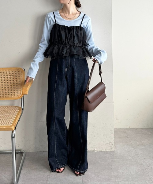 DISCOAT（ディスコート）の「リブUネックロングスリーブ（Tシャツ/カットソー・レディース・ブラック/サックスブルー/ホワイト系その他/オフホワイト・FREE）」の21枚目の写真