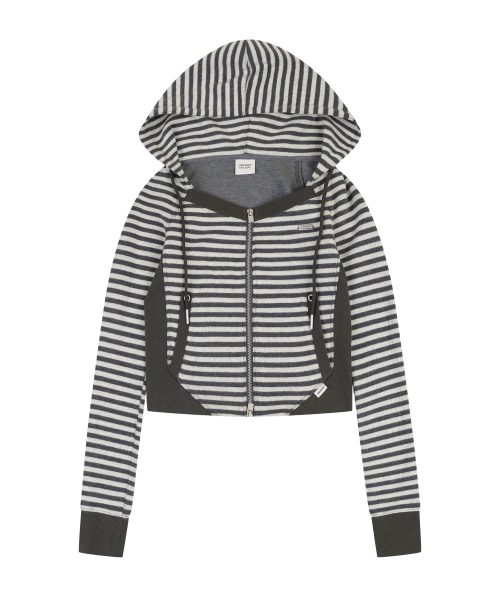 ORDINARY HOLIDAY（オーディナリー ホリデー）の「STRIPE JERSEY SLIM HOODIE [CHARCOAL]（パーカー・レディース・その他・FREE）」の2枚目の写真