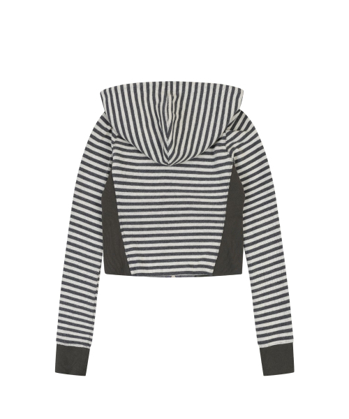 ORDINARY HOLIDAY（オーディナリー ホリデー）の「STRIPE JERSEY SLIM HOODIE [CHARCOAL]（パーカー・レディース・その他・FREE）」の3枚目の写真