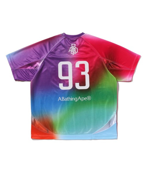 A BATHING APE(アベイシングエイプ)の「TIE DYE STA STRIPE PATTERN RELAXED FIT FOOTBALL JERSEY TEE(Tシャツ/カットソー・メンズ・ブラック/マルチ・LARGE/SMALL/X-LARGE/XX-LARGE/MEDIUM)」の4枚目の写真