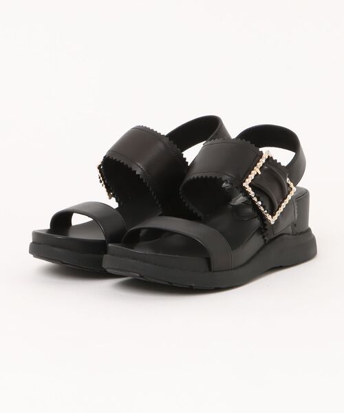 LANVIN collection(ランバン コレクション)の「バックルモチーフウェッジサンダル(サンダル・レディース・ブラック/グレー/ベージュ・L(24.5cm)/M(23.5cm)/S(22.5cm))」の1枚目の写真
