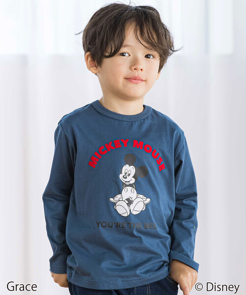 BeBe（ベベ）の「【Disney(ディズニー)】<ミッキーマウス>プリント天竺長袖Tシャツ(90~130cm)（Tシャツ/カットソー・キッズ・ピンク/ネイビー/グレー・90cm/110cm/120cm/130cm/100cm）」の3枚目の写真