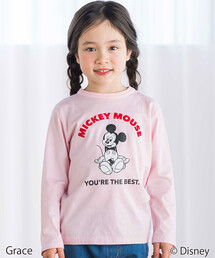 【Disney(ディズニー)】<ミッキーマウス>プリント天竺長袖Tシャツ(90~130cm)
