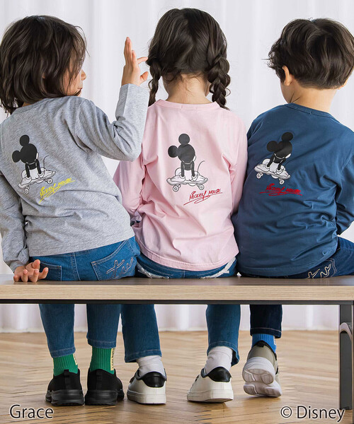BeBe（ベベ）の「【Disney(ディズニー)】<ミッキーマウス>プリント天竺長袖Tシャツ(90~130cm)（Tシャツ/カットソー・キッズ・ピンク/ネイビー/グレー・90cm/110cm/120cm/130cm/100cm）」の6枚目の写真