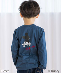 BeBe（ベベ）の「【Disney(ディズニー)】<ミッキーマウス>プリント天竺長袖Tシャツ(90~130cm)（Tシャツ/カットソー）」