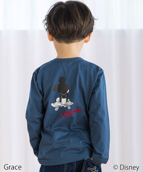 BeBe（ベベ）の「【Disney(ディズニー)】<ミッキーマウス>プリント天竺長袖Tシャツ(90~130cm)（Tシャツ/カットソー・キッズ・ピンク/ネイビー/グレー・90cm/110cm/120cm/130cm/100cm）」の7枚目の写真