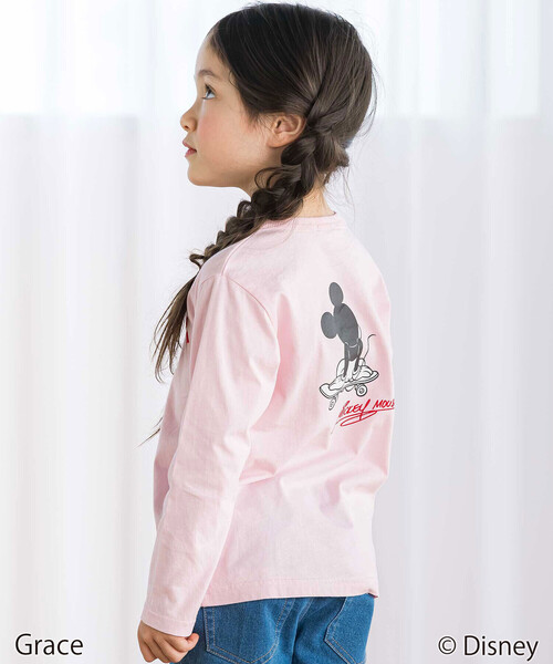 BeBe（ベベ）の「【Disney(ディズニー)】<ミッキーマウス>プリント天竺長袖Tシャツ(90~130cm)（Tシャツ/カットソー・キッズ・ピンク/ネイビー/グレー・90cm/110cm/120cm/130cm/100cm）」の8枚目の写真