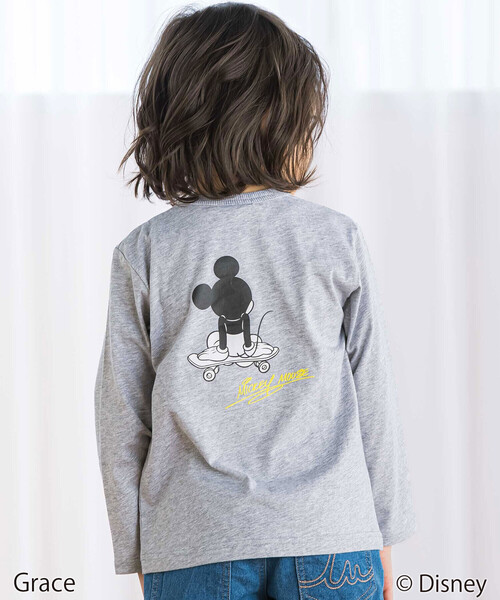 BeBe（ベベ）の「【Disney(ディズニー)】<ミッキーマウス>プリント天竺長袖Tシャツ(90~130cm)（Tシャツ/カットソー・キッズ・ピンク/ネイビー/グレー・90cm/110cm/120cm/130cm/100cm）」の9枚目の写真