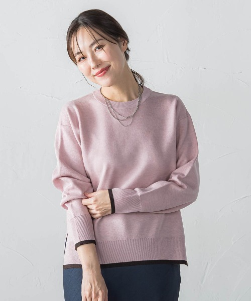 LAUTREAMONT(ロートレアモン)の「配色クルーネックニット≪洗える≫(ニット/セーター・レディース・ブラウン/ピンク/イエロー/ブルー・9号)」の4枚目の写真