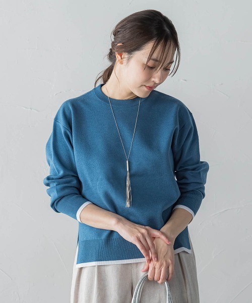 LAUTREAMONT(ロートレアモン)の「配色クルーネックニット≪洗える≫(ニット/セーター・レディース・ブラウン/ピンク/イエロー/ブルー・9号)」の2枚目の写真