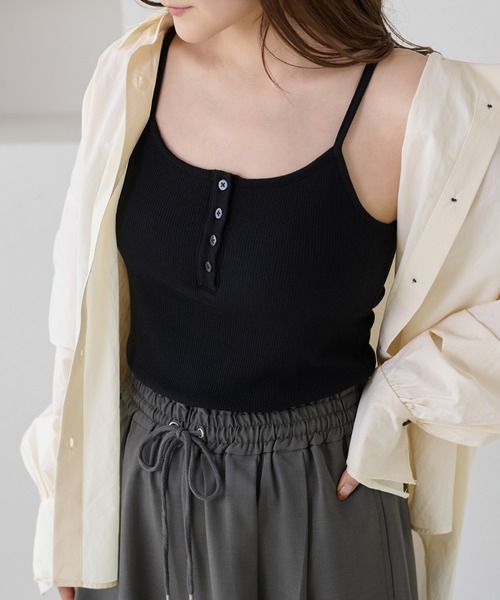 apres jour clair（アプレジュールクレア）の「【3サイズ展開】【apres jour clair】アソートヘンリーキャミソール（タンクトップ・レディース・ブラウン系その他/アイボリー/ブラック/ホワイト系その他・MEDIUM/LARGE/SMALL）」の4枚目の写真